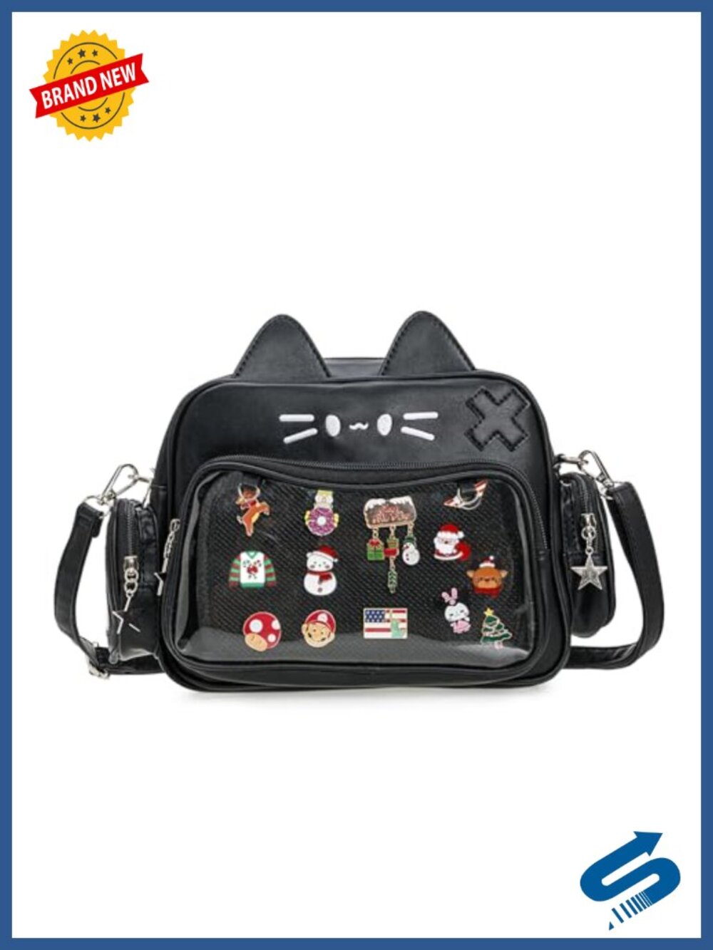 Kawaii Ita Bag PU Leather PVC Pin Display Crossbody Shoulder Backpack